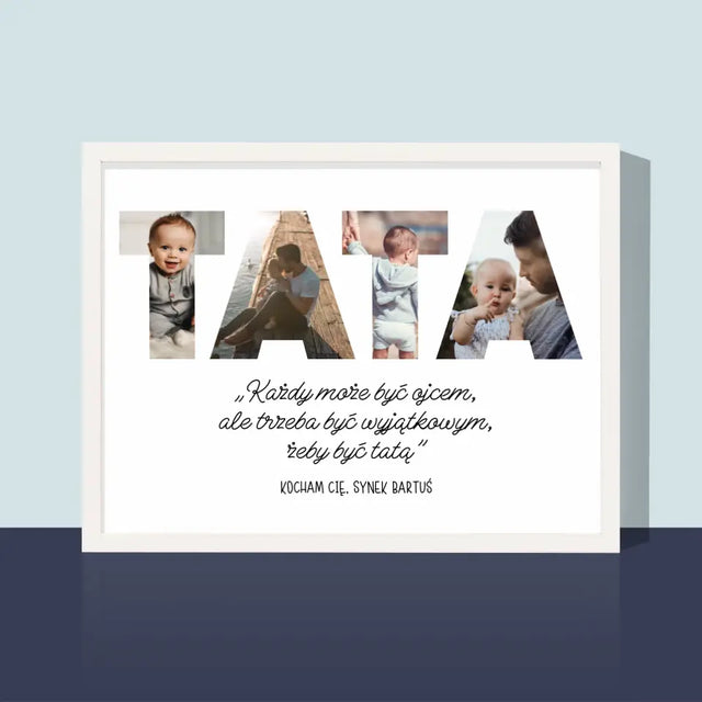 Słowo Ze Zdjęć: Mój Wyjątkowy Tata - Wydruk Obramowany 30x40