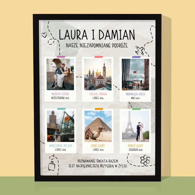 Nasza Historia: Nasze Niezapomniane Podróże - Wydruk Obramowany