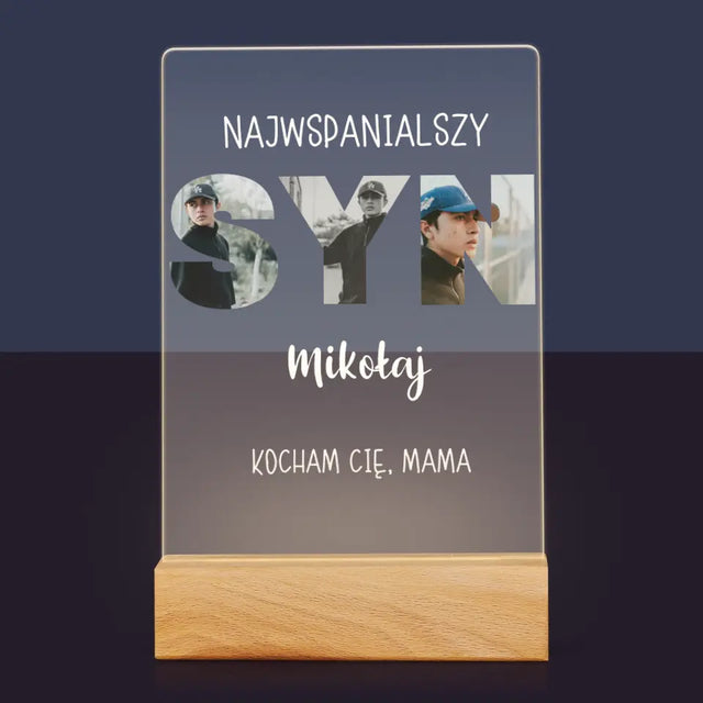 Słowo Ze Zdjęć: Syn - Wydruk Na Szkle Akrylowym