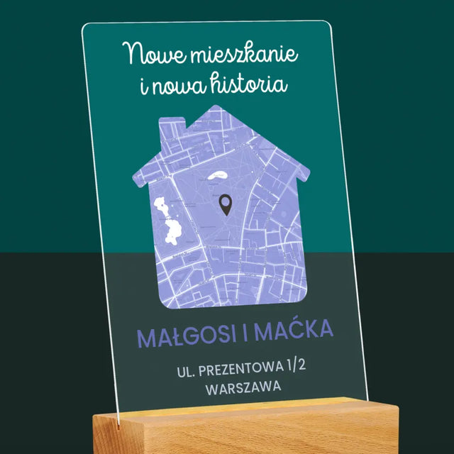 Mapa Miasta: Nowe Mieszkanie - Wydruk Na Szkle Akrylowym