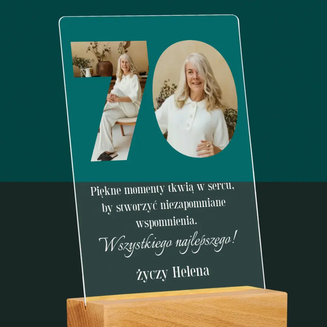 Słowo Ze Zdjęć: 70 Urodziny - Wydruk Na Szkle Akrylowym