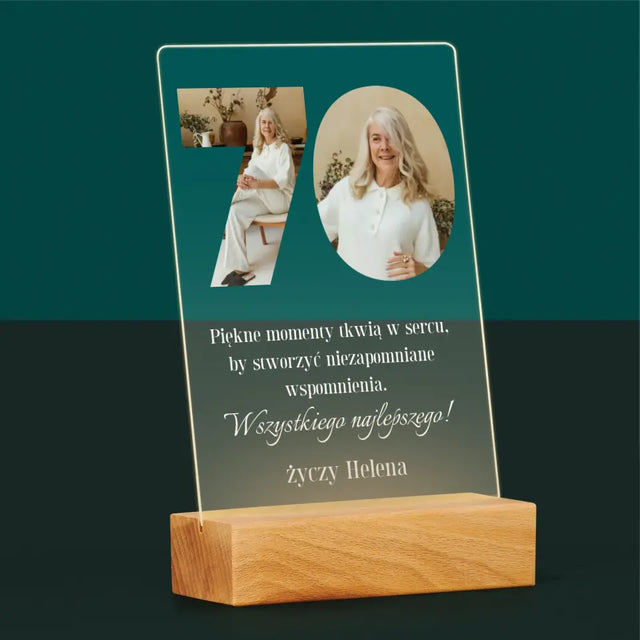 Słowo Ze Zdjęć: 70 Urodziny - Wydruk Na Szkle Akrylowym