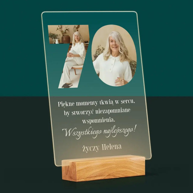 Słowo Ze Zdjęć: 70 Urodziny - Wydruk Na Szkle Akrylowym