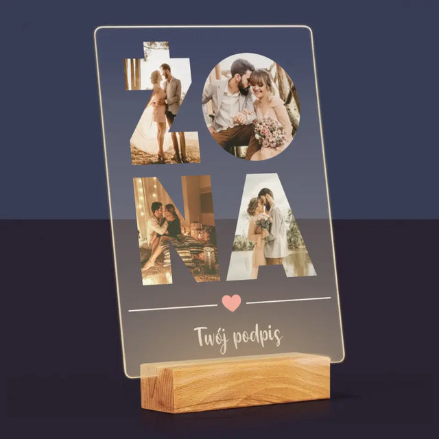 Słowo Ze Zdjęć: Żona - Wydruk Na Szkle Akrylowym