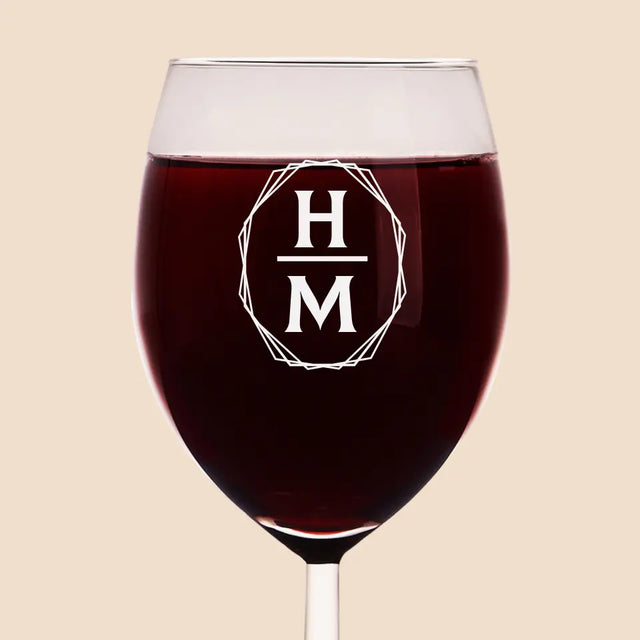 Monogram: Inicjały w Ramce - Kieliszek Do Wina