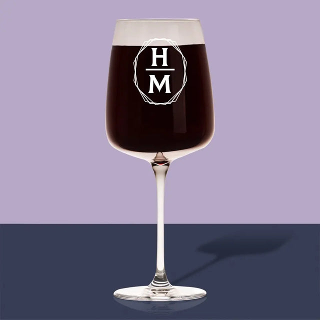 Monogram: Inicjały w Ramce - Kieliszek Do Wina