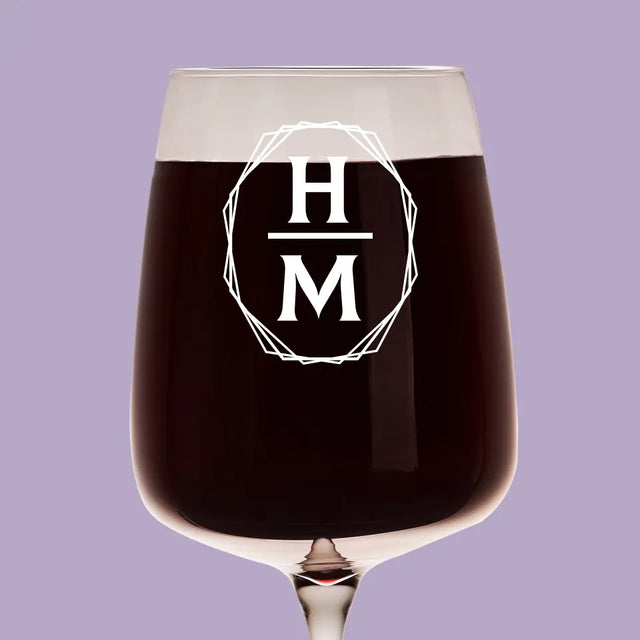 Monogram: Inicjały w Ramce - Kieliszek Do Wina