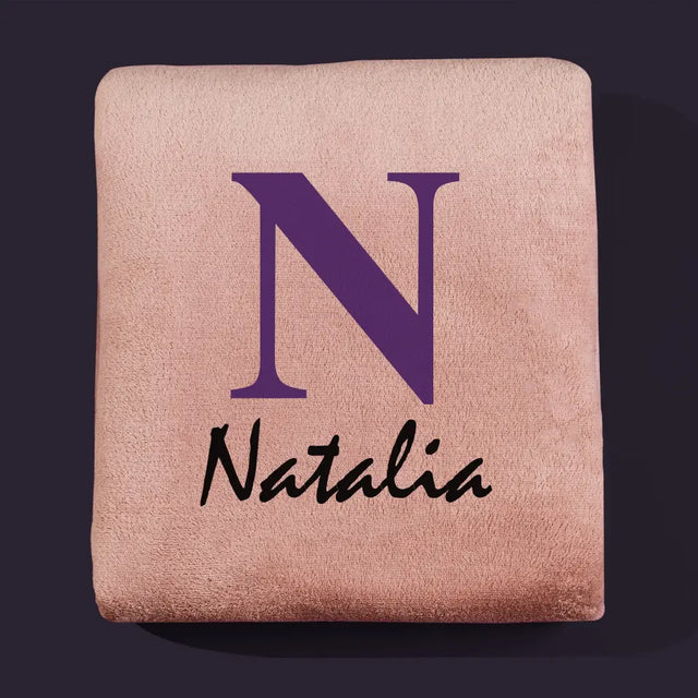 Monogram: Inicjał Imię - Koc z Haftem