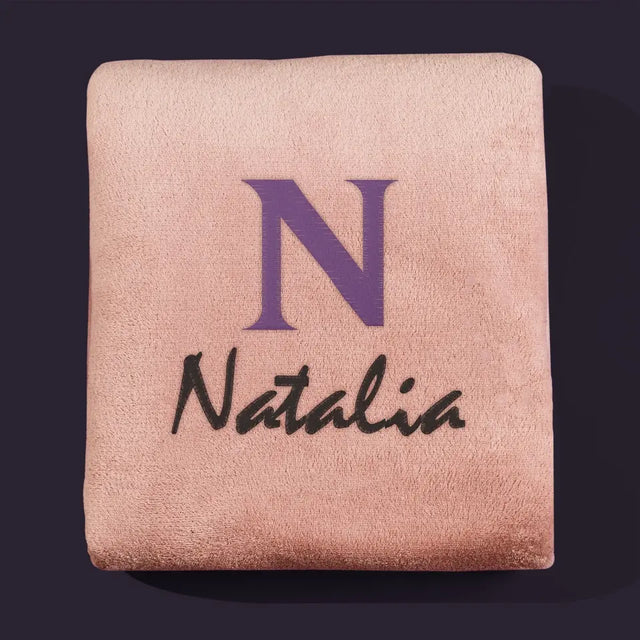 Monogram: Inicjał Imię - Koc z Haftem