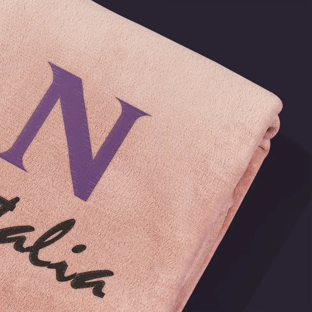 Monogram: Inicjał Imię - Koc z Haftem