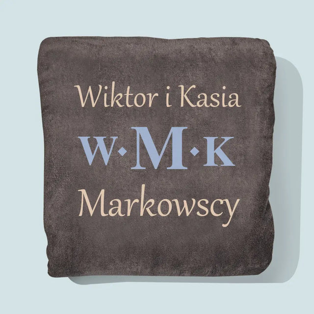 Monogram: Inicjały Rodzina - Koc z Haftem