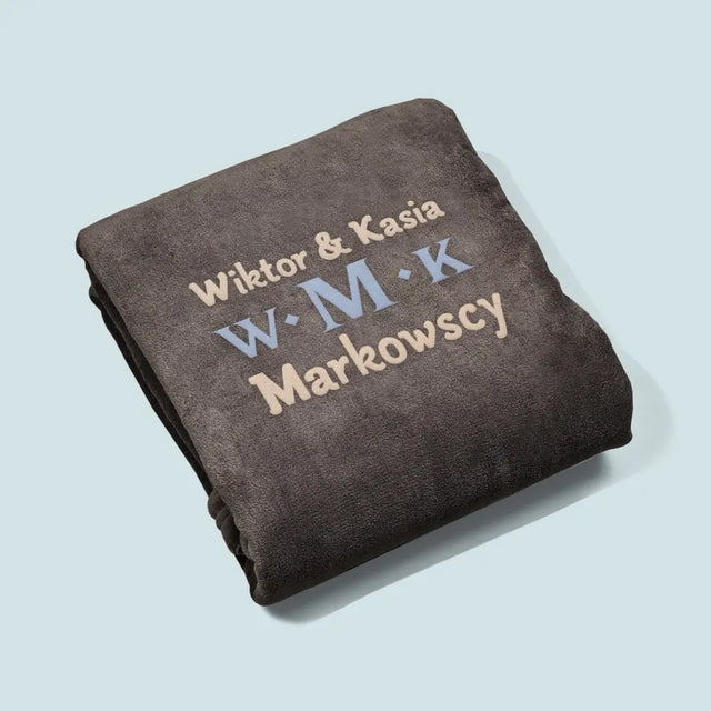 Monogram: Inicjały Rodzina - Koc z Haftem