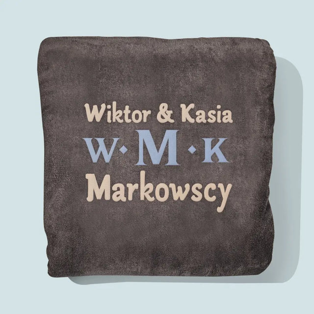 Monogram: Inicjały Rodzina - Koc z Haftem