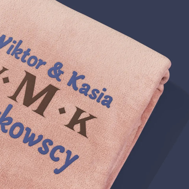 Monogram: Inicjały Rodzina - Koc z Haftem