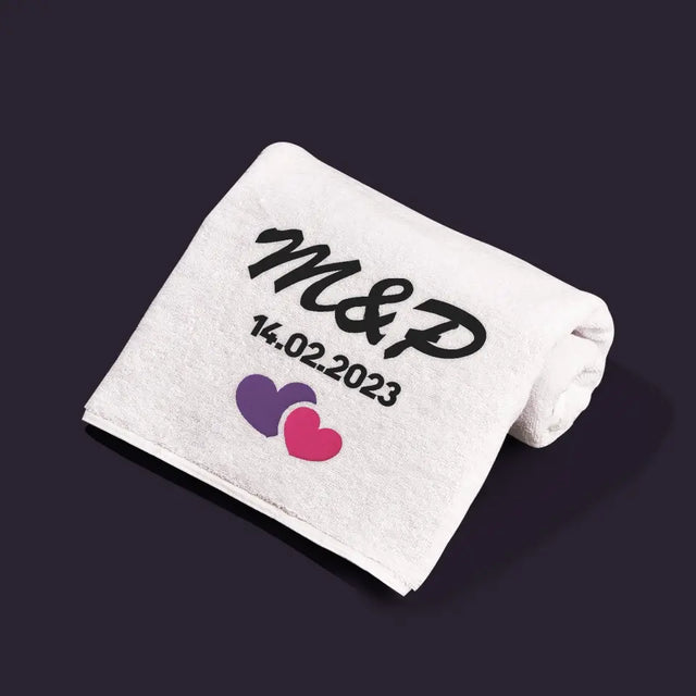 Monogram: Inicjały Serca - Ręcznik