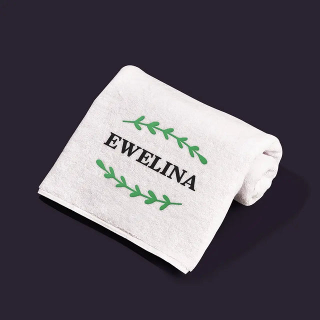 Monogram: Imię Listki - Ręcznik