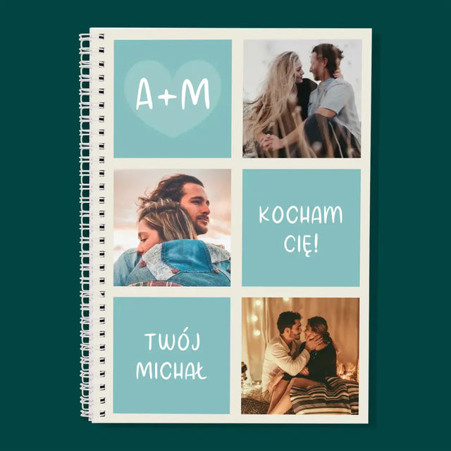 Fotokolaż: Kocham Cię Inicjały - Planer Dzienny z Nadrukiem