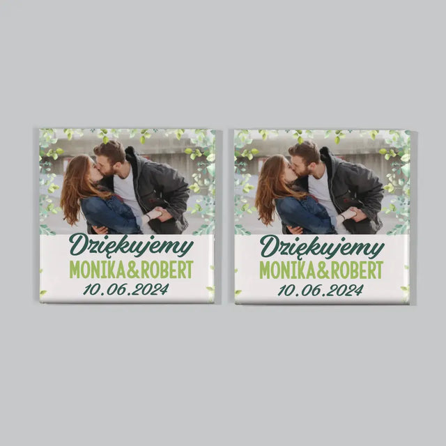 Zdjęcie i Podpis: Podziękowania Ślubne Listki - Zestaw Magnesów