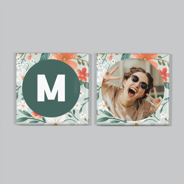 Fotokolaż: Kwiecisty Monogram - Zestaw Magnesów