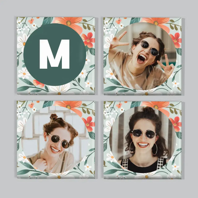 Fotokolaż: Kwiecisty Monogram - Zestaw Magnesów