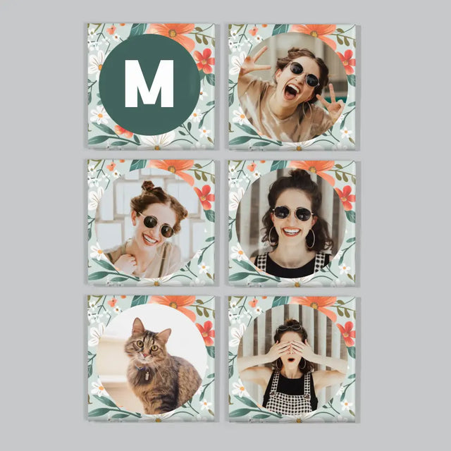 Fotokolaż: Kwiecisty Monogram - Zestaw Magnesów