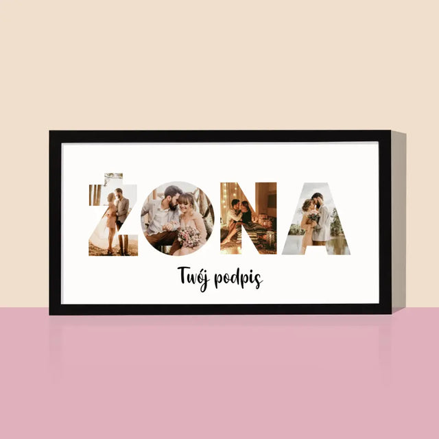 Słowo Ze Zdjęć: Żona - Wydruk Obramowany 20x40