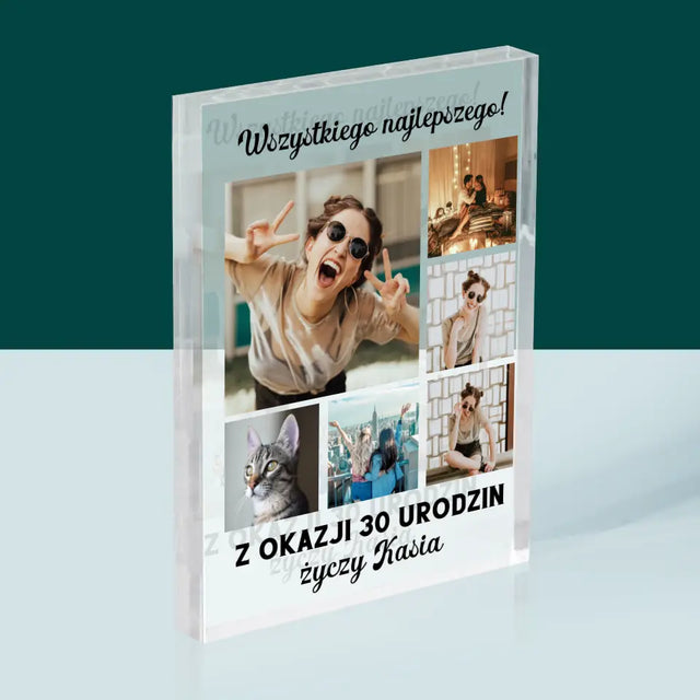 Fotokolaż: Urodzinowy - Blok Akrylowy z Nadrukiem