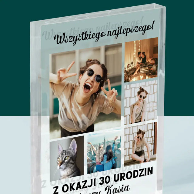 Fotokolaż: Urodzinowy - Blok Akrylowy z Nadrukiem