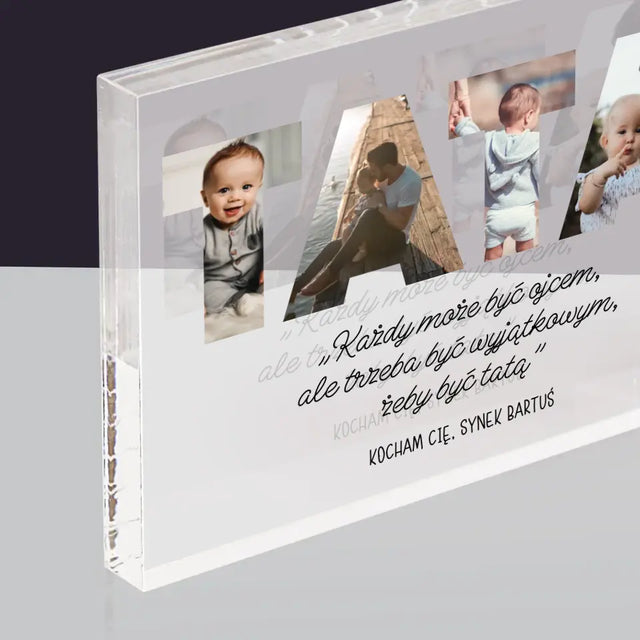 Słowo Ze Zdjęć: Mój Wyjątkowy Tata - Blok Akrylowy z Nadrukiem