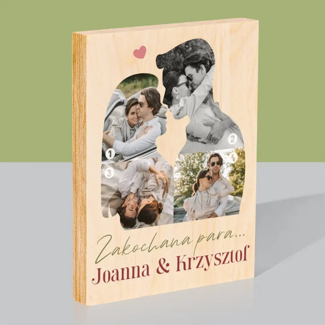 Kształt Ze Zdjęć: Zakochana Para - Wydruk Na Drewnie