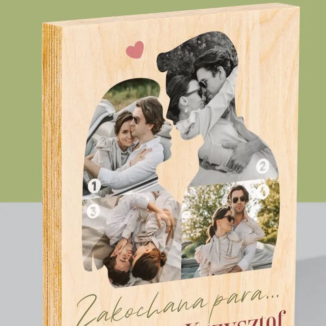 Kształt Ze Zdjęć: Zakochana Para - Wydruk Na Drewnie