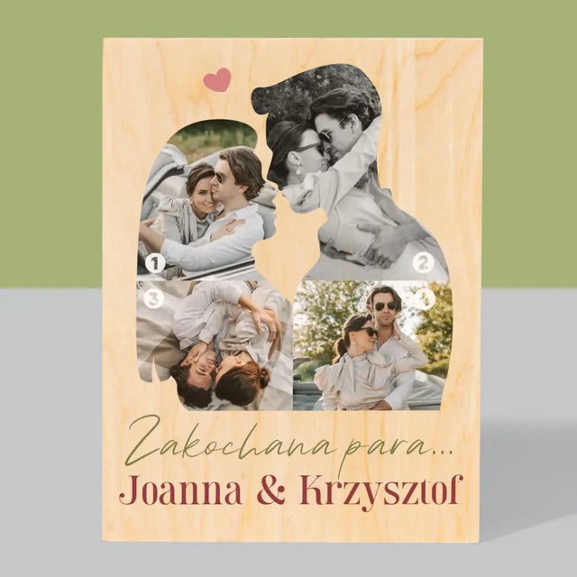 Kształt Ze Zdjęć: Zakochana Para - Wydruk Na Drewnie