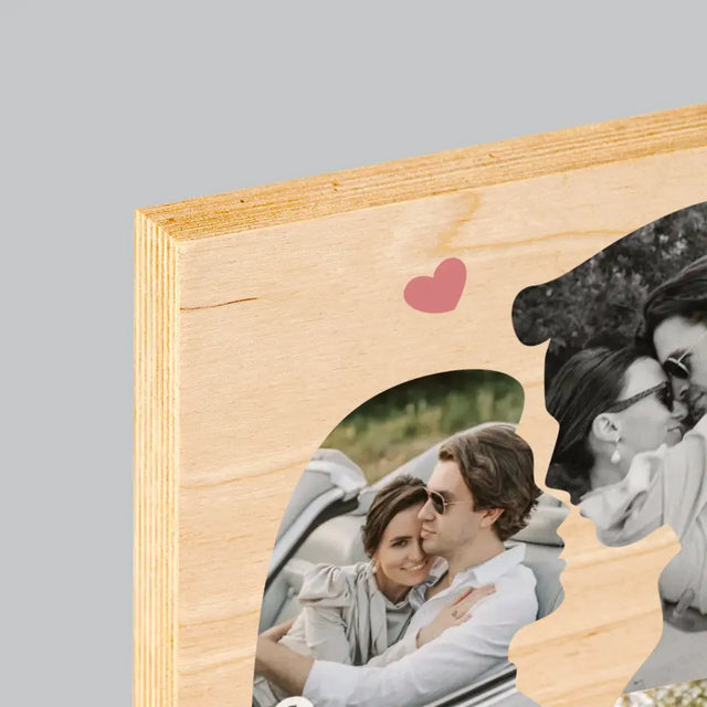 Kształt Ze Zdjęć: Zakochana Para - Wydruk Na Drewnie