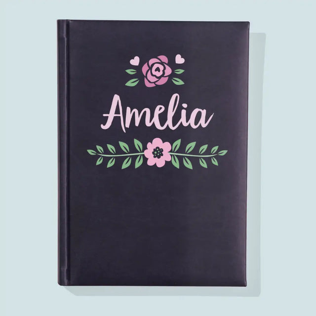 Monogram: Imię Kwiatek - Notes Książkowy z Nadrukiem