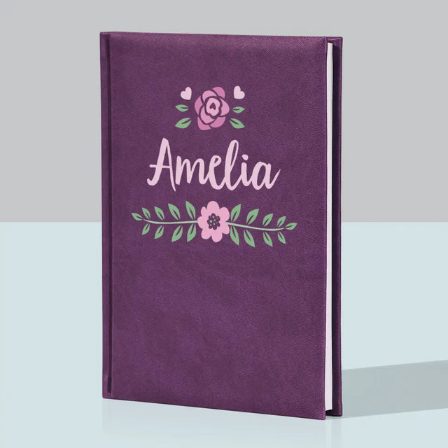 Monogram: Imię Kwiatek - Notes Książkowy z Nadrukiem