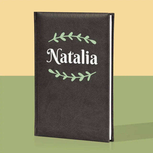 Monogram: Imię Listki - Notes Książkowy z Nadrukiem