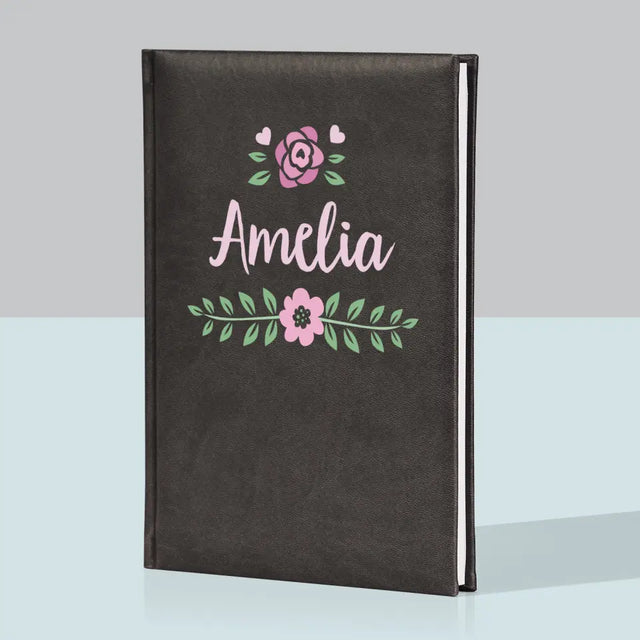 Monogram: Imię Kwiatek - Notes Książkowy z Nadrukiem