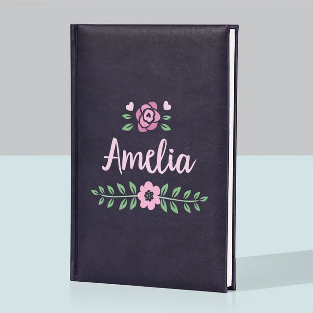 Monogram: Imię Kwiatek - Notes Książkowy z Nadrukiem