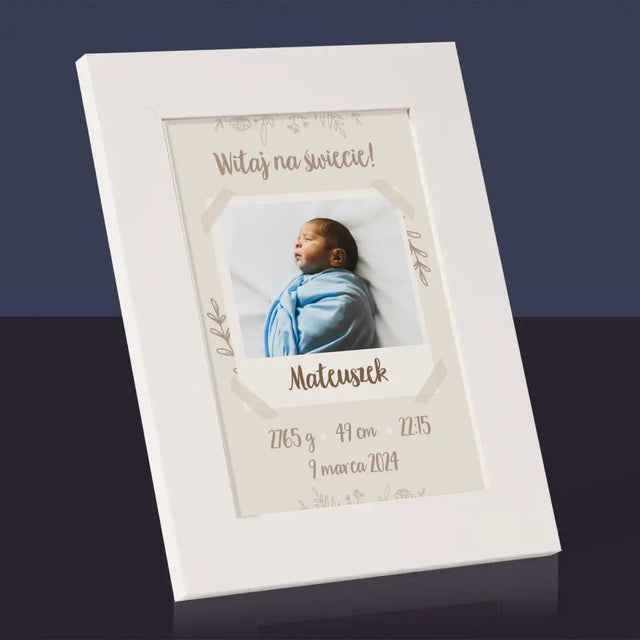 Metryczka Dziecka: Gałązki - Ramka Na Zdjęcie