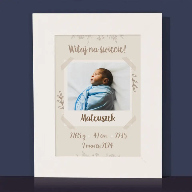 Metryczka Dziecka: Gałązki - Ramka Na Zdjęcie
