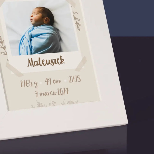 Metryczka Dziecka: Gałązki - Ramka Na Zdjęcie