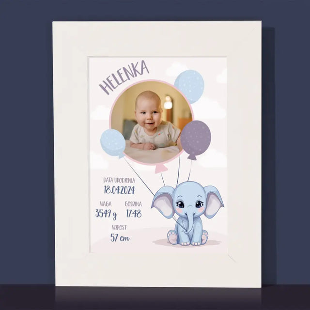 Metryczka Dziecka: Słonik - Ramka Na Zdjęcie