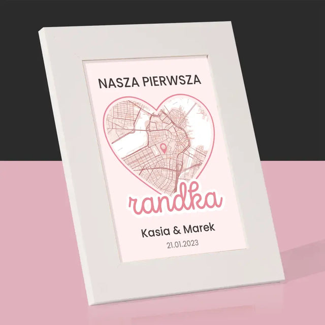 Mapa Miasta: Pierwsza Randka - Ramka Na Zdjęcie