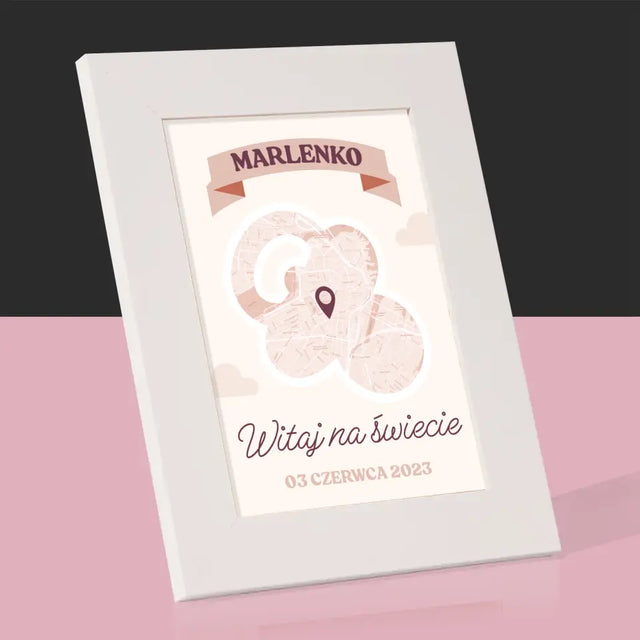 Mapa Miasta: Witaj Na Świecie - Ramka Na Zdjęcie