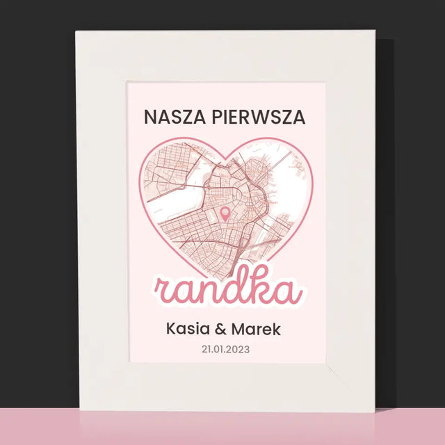 Mapa Miasta: Pierwsza Randka - Ramka Na Zdjęcie