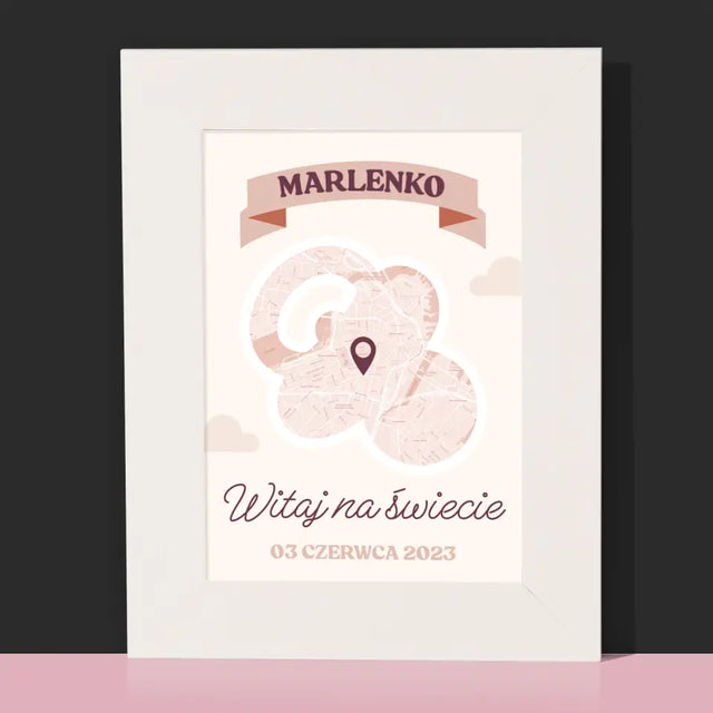 Mapa Miasta: Witaj Na Świecie - Ramka Na Zdjęcie