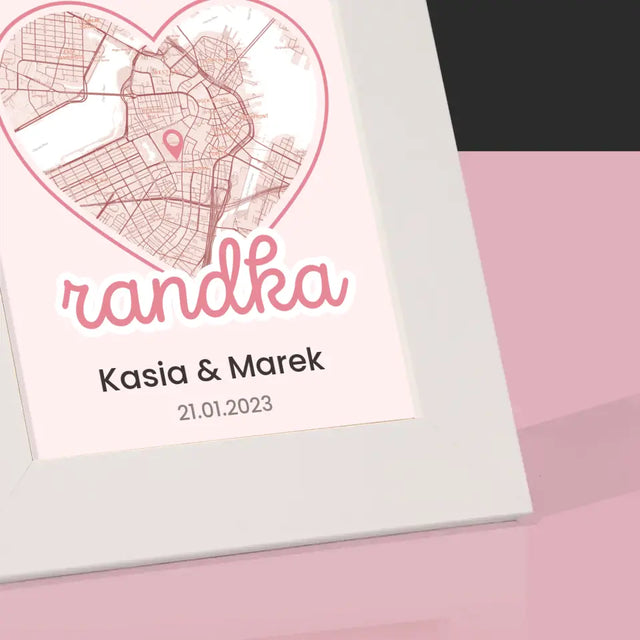 Mapa Miasta: Pierwsza Randka - Ramka Na Zdjęcie