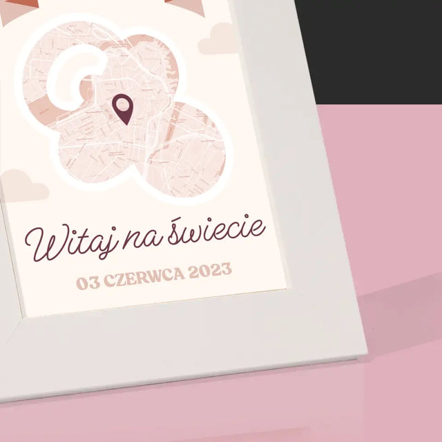 Mapa Miasta: Witaj Na Świecie - Ramka Na Zdjęcie