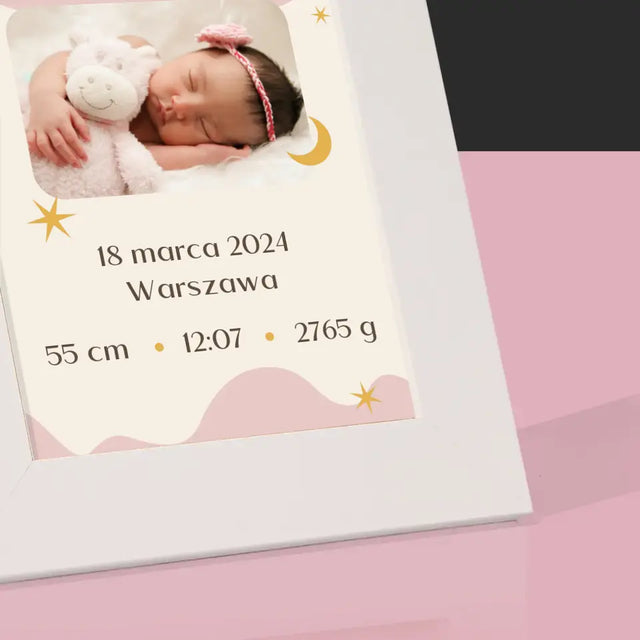 Metryczka Dziecka: Księżyc - Ramka Na Zdjęcie