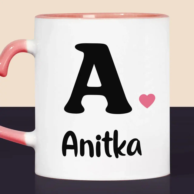 Monogram: Twój Inicjał z Imieniem - Kubek z Nadrukiem